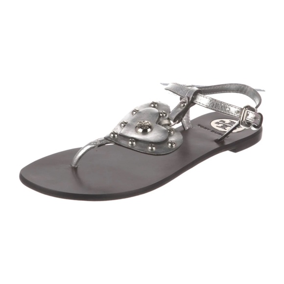 Tory Burch Silver Heart Sandals 6.5 - Picture 3 of 5